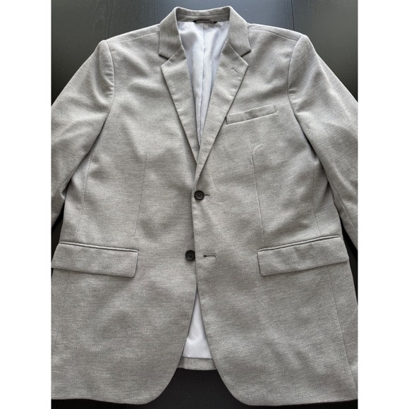 Banana Republic Tailored Slim Fit Blazer Men 44R Gray Textured Sport Coat Jacket - Picture 9 of 16